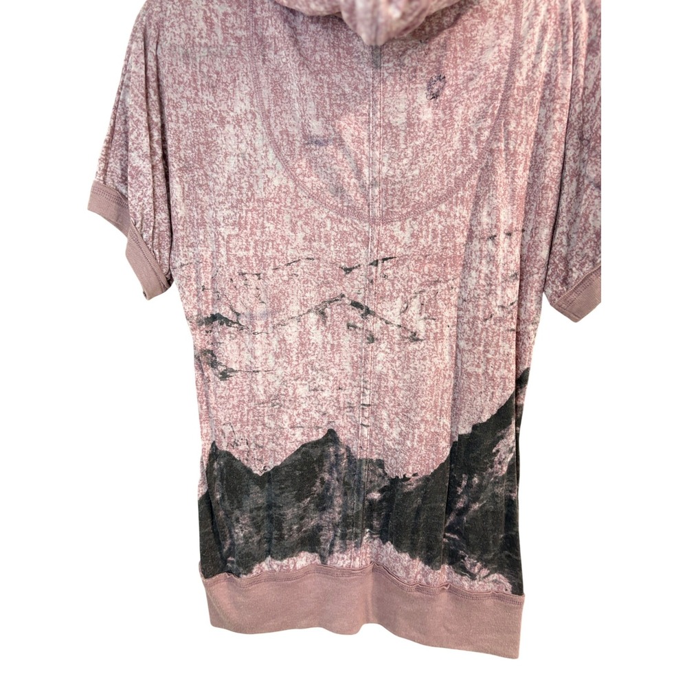 Free People Pink Mountain Graphic Hooded Cardigan Women SP Short Sleeve Burnout - Picture 5 of 7